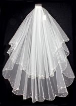 Veil - Pearl Embellishment - Multiple Layers with Finished Hem - 40" - VL-V127IV